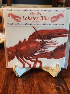 NWT Vintage Cape Shore Lobster Vinyl Bibs 8 Count Red Lobster Print